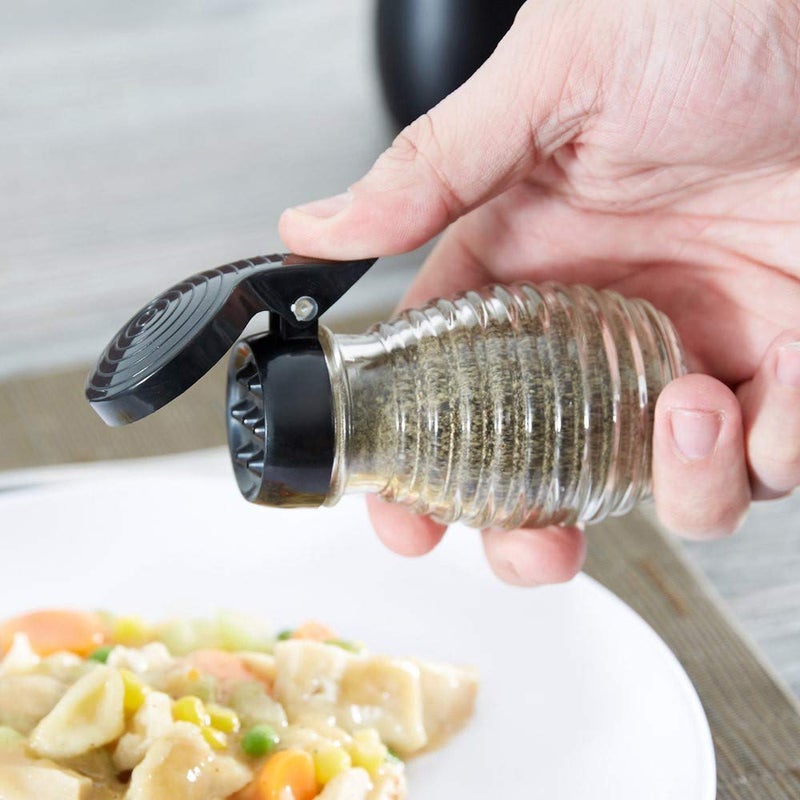 Tablecraft Moisture Proof Beehive Salt And Pepper Shakers | Black And White Hinged Flip Top | No Spill | No Clog | 2 OZ Set Of 2 - Image 3